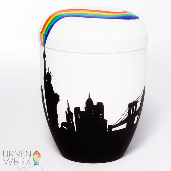 Bio Natururne "New York Skyline" für Reisefans - Urnenwerk - Ind 360 Grad New York - Detailansicht