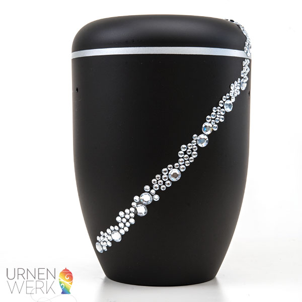 Bio Urne Strass Band schräg und Deckel für Prinzessinnen -Urnenw Prinzessin Urne mit Strass für Glitzerliebhaberinnen