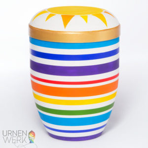 Designurne Stripes in den Farben eines Regenbogen