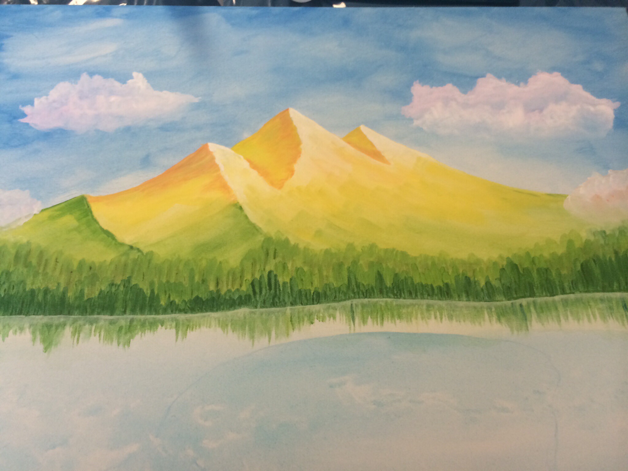 Teilbereich, der Berg fertig gemalt