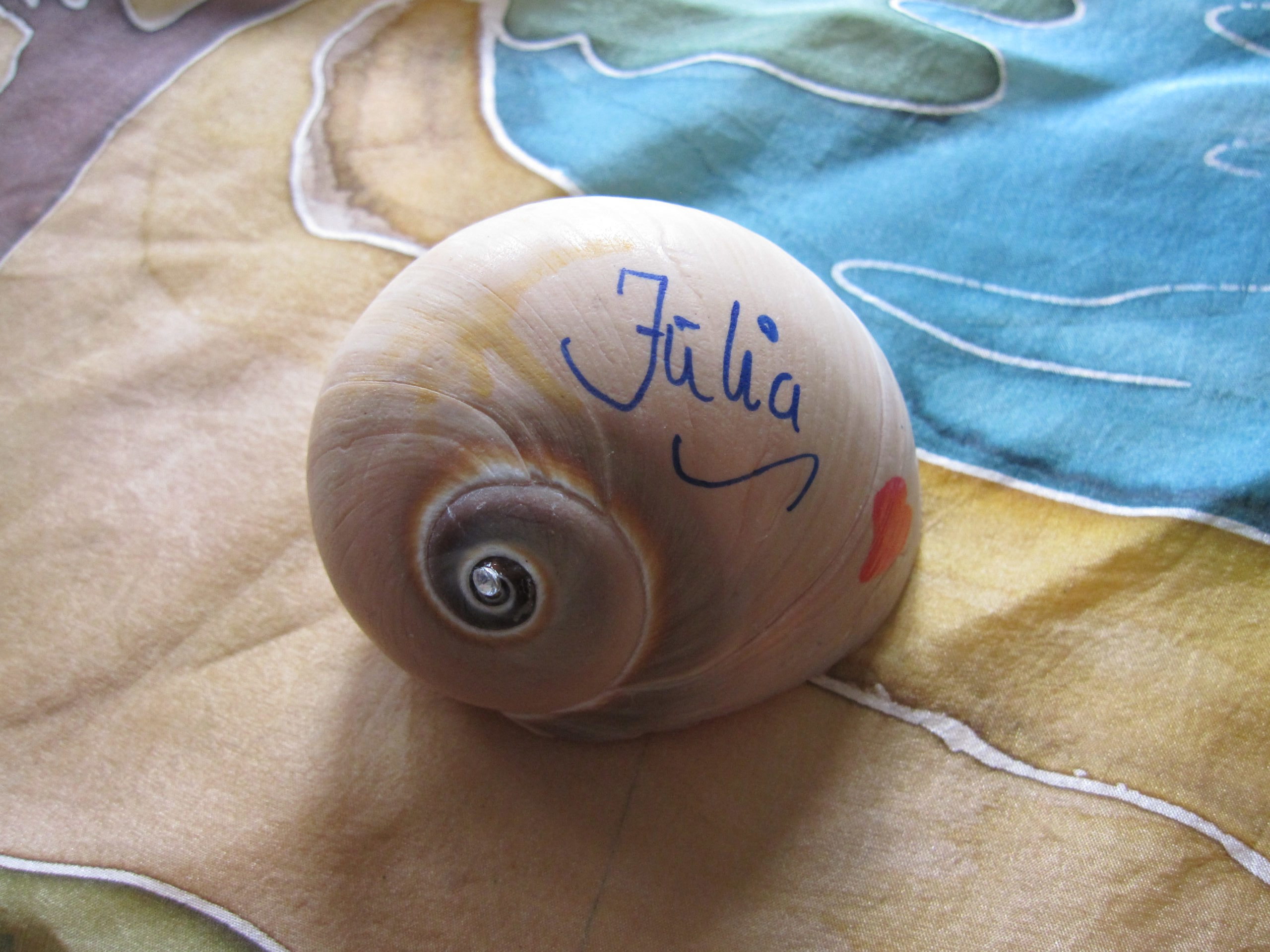 Meine Muschel mit Glitzerstein für die Verabschiedung meines Dads.